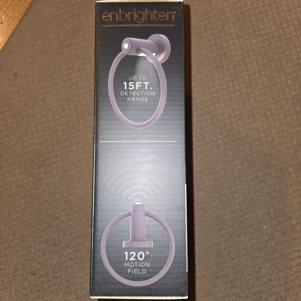Enbrighten Matte Black Motion-Sensing Towel Ring Light